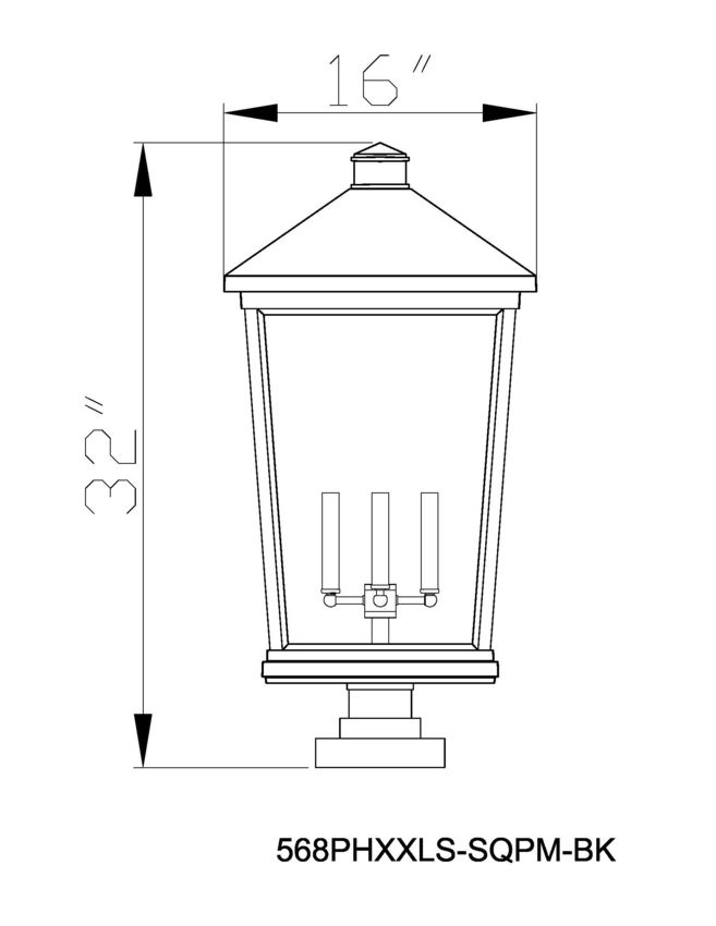 Z-Lite Beacon 16" W x 32" H 4-Light Black Outdoor Post Mount Fixture and Square Pier Mount With Clear Beveled Glass Shade
