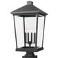 Z-Lite Beacon 16" W x 32" H 4-Light Black Outdoor Post Mount Fixture and Square Pier Mount With Clear Beveled Glass Shade