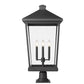 Z-Lite Beacon 16" W x 33" H 4-Light Black Outdoor Post Mount Fixture and Square Pier Mount With Clear Beveled Glass Shade