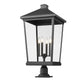 Z-Lite Beacon 16" W x 33" H 4-Light Black Outdoor Post Mount Fixture and Square Pier Mount With Clear Beveled Glass Shade