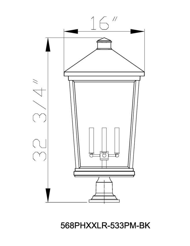 Z-Lite Beacon 16" W x 33" H 4-Light Black Outdoor Post Mount Fixture and Square Pier Mount With Clear Beveled Glass Shade