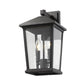 Z-Lite Beacon 568M-BK 2-Light Candelabra Bulb Base Black Aluminum Frame Clear Beveled Glass Shade Outdoor Wall Light