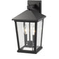 Z-Lite Beacon 568M-BK 2-Light Candelabra Bulb Base Black Aluminum Frame Clear Beveled Glass Shade Outdoor Wall Light