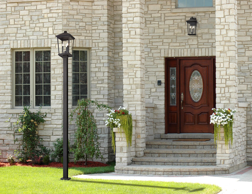 Z-Lite Beacon 568PHXLS-536P-ORB 3-Light Candelabra Oil Rubbed Bronze Aluminum Frame Clear Beveled Glass Shade Outdoor Post Mounted Fixture