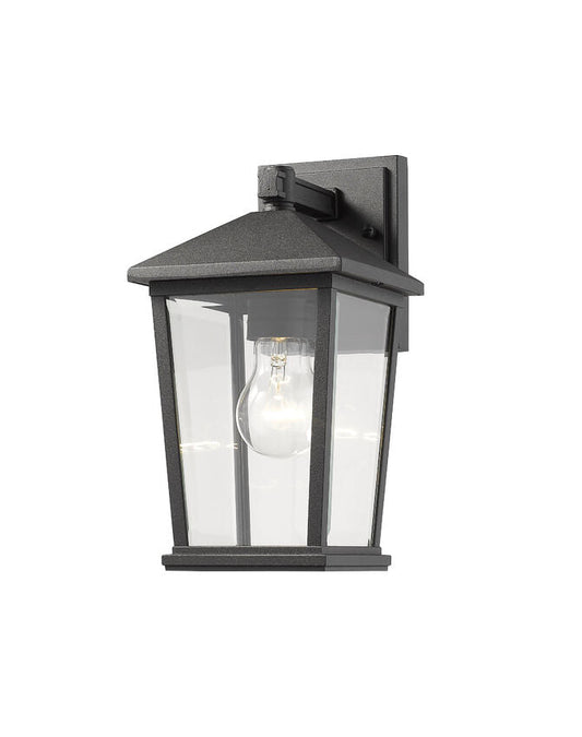 Z-Lite Beacon 7" 1-Light Black Outdoor Wall Sconce With Clear Beveled Glass Shade