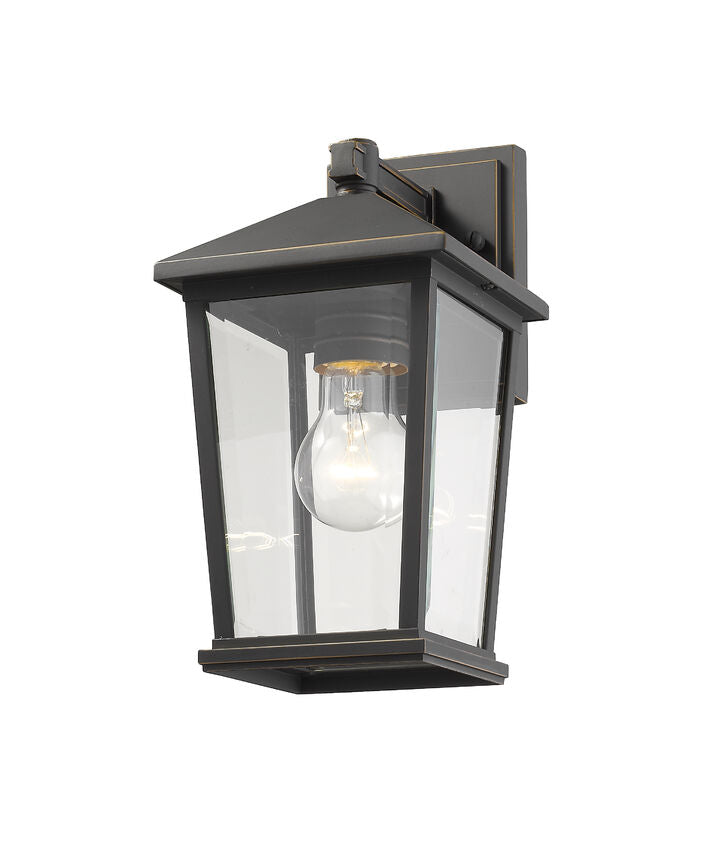Z-Lite Beacon 7" 1-Light Oil Rubbed Bronze Outdoor Wall Sconce With Clear Beveled Glass Shade