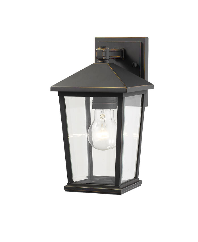 Z-Lite Beacon 7" 1-Light Oil Rubbed Bronze Outdoor Wall Sconce With Clear Beveled Glass Shade