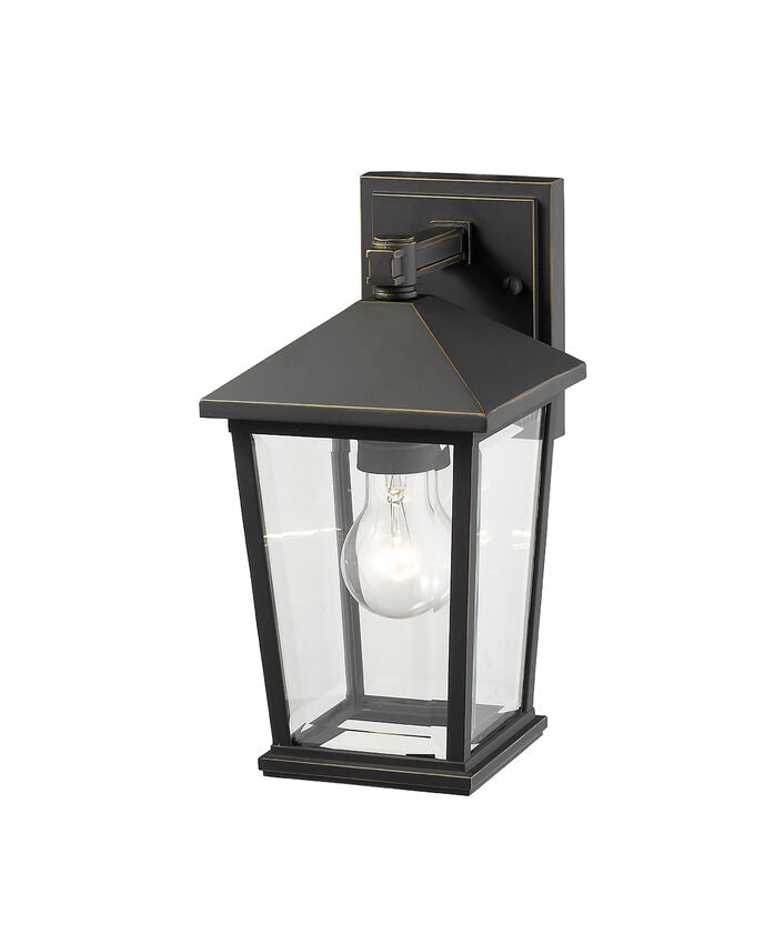 Z-Lite Beacon 7" 1-Light Oil Rubbed Bronze Outdoor Wall Sconce With Clear Beveled Glass Shade