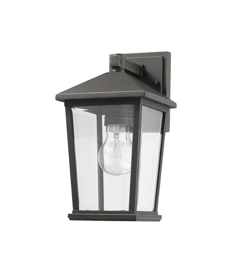 Z-Lite Beacon 7" 1-Light Oil Rubbed Bronze Outdoor Wall Sconce With Clear Beveled Glass Shade