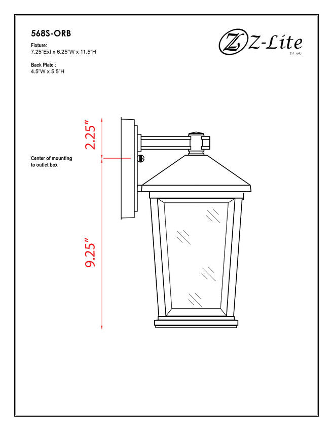 Z-Lite Beacon 7" 1-Light Oil Rubbed Bronze Outdoor Wall Sconce With Clear Beveled Glass Shade