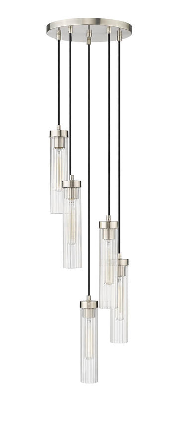 Z-Lite Beau 12" 5-Light Brushed Nickel Steel Clear Glass Shade Chandelier