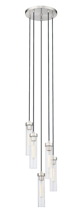 Z-Lite Beau 12" 5-Light Brushed Nickel Steel Clear Glass Shade Chandelier