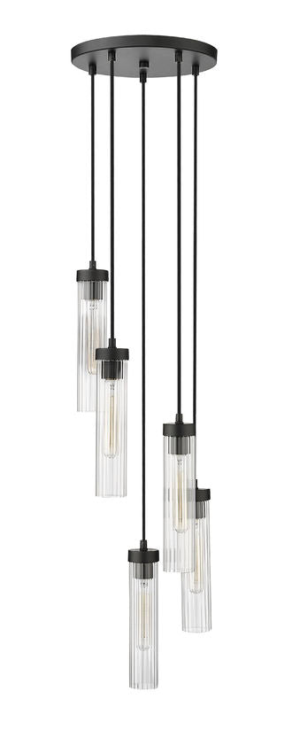 Z-Lite Beau 12" 5-Light Matte Black Steel Clear Glass Shade Chandelier
