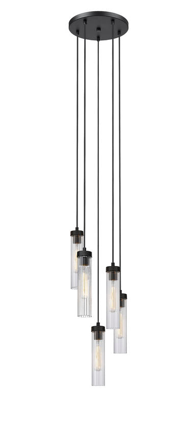 Z-Lite Beau 12" 5-Light Matte Black Steel Clear Glass Shade Chandelier