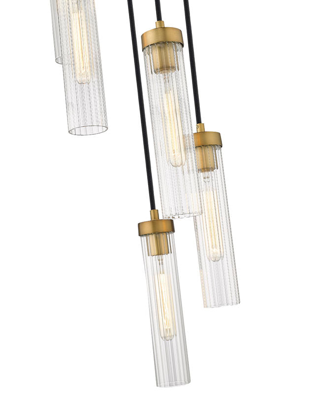 Z-Lite Beau 12" 5-Light Rubbed Brass Steel Clear Glass Shade Chandelier