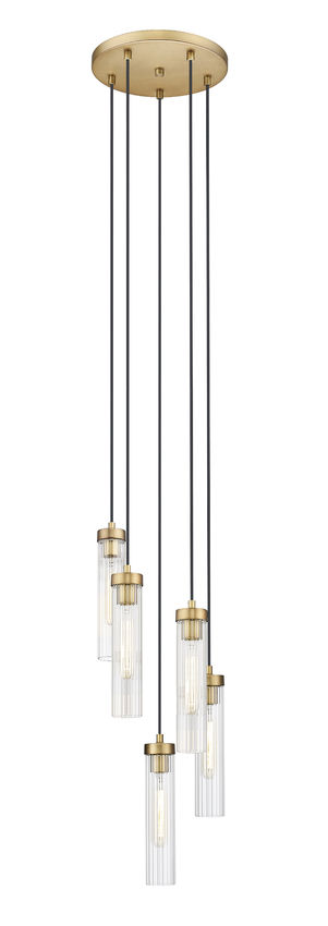 Z-Lite Beau 12" 5-Light Rubbed Brass Steel Clear Glass Shade Chandelier