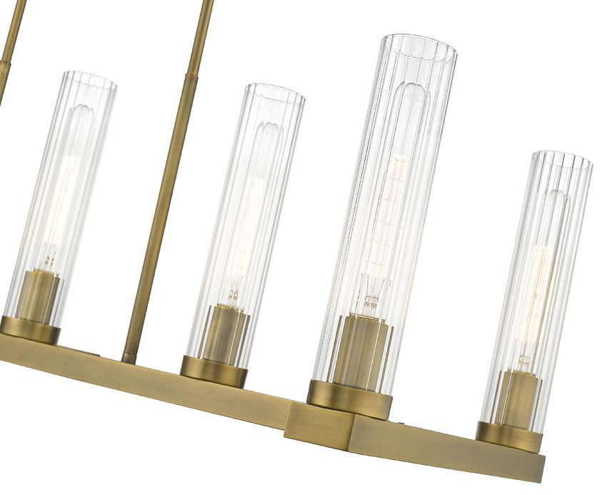 Z-Lite Beau 14" 7-Light Rubbed Brass Island Light With Clear Glass Shade