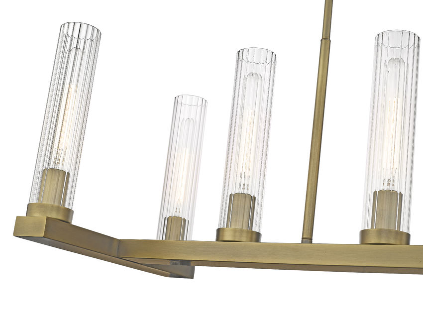Z-Lite Beau 14" 9-Light Rubbed Brass Island Light With Clear Glass Shade