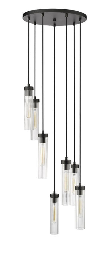 Z-Lite Beau 18" 7-Light Matte Black Steel Clear Glass Shade Chandelier