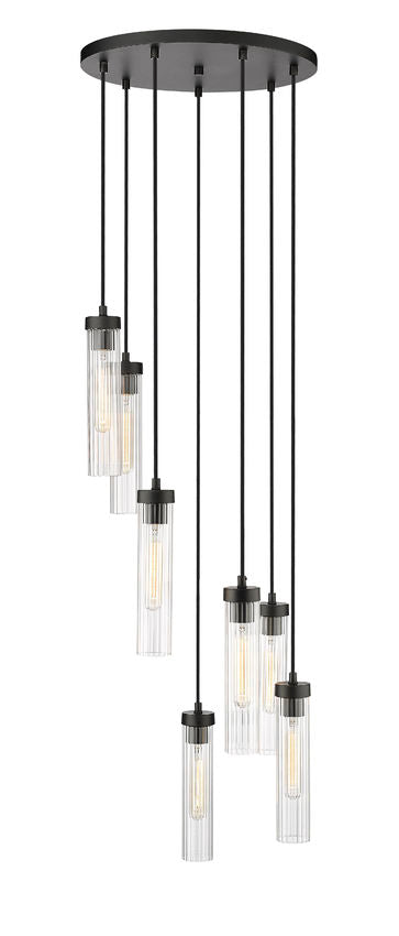 Z-Lite Beau 18" 7-Light Matte Black Steel Clear Glass Shade Chandelier