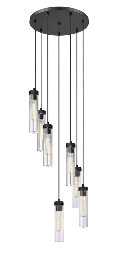 Z-Lite Beau 18" 7-Light Matte Black Steel Clear Glass Shade Chandelier