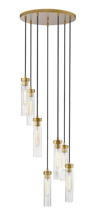 Z-Lite Beau 18" 7-Light Rubbed Brass Steel Clear Glass Shade Chandelier