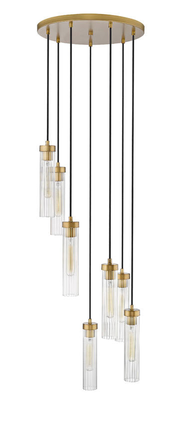 Z-Lite Beau 18" 7-Light Rubbed Brass Steel Clear Glass Shade Chandelier