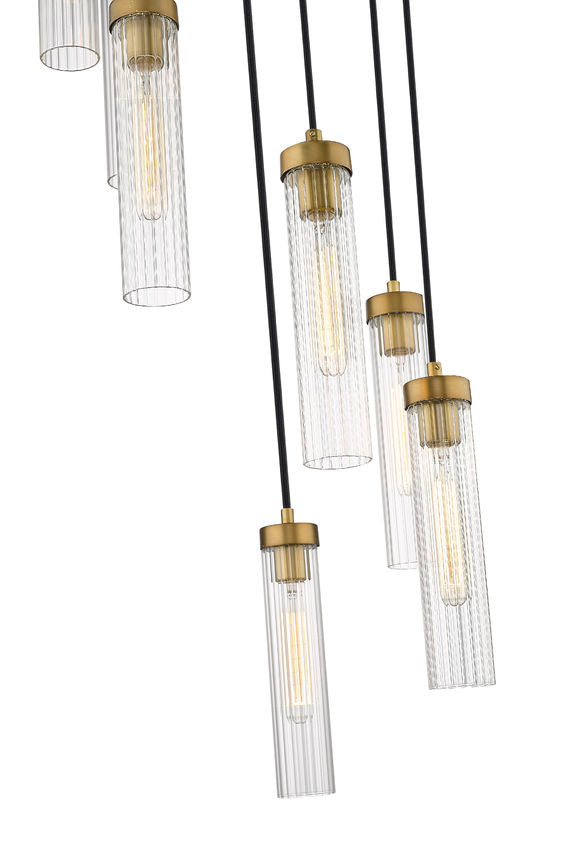 Z-Lite Beau 18" 7-Light Rubbed Brass Steel Clear Glass Shade Chandelier