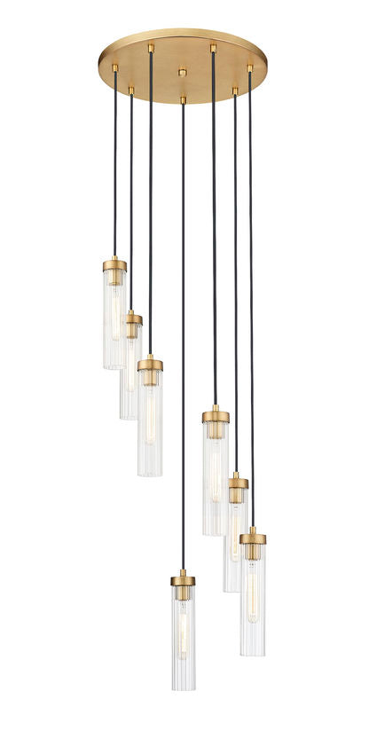 Z-Lite Beau 18" 7-Light Rubbed Brass Steel Clear Glass Shade Chandelier