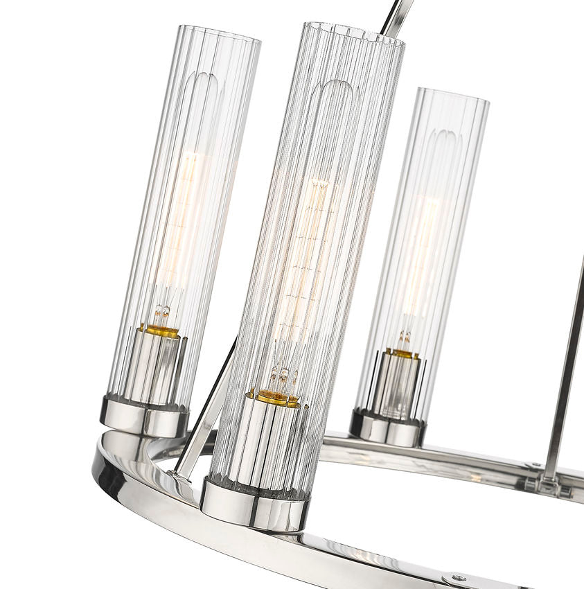 Z-Lite Beau 26" 6-Light Polished Nickel Round Chandelier With Clear Glass Shade