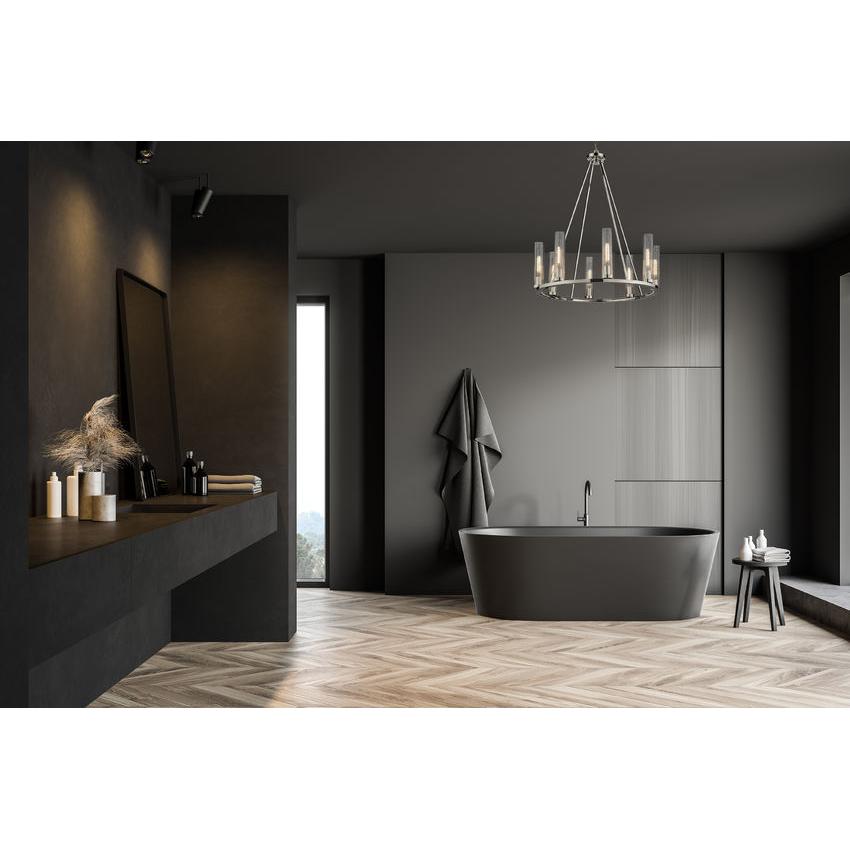 Z-Lite Beau 33" 8-Light Polished Nickel Round Chandelier With Clear Glass Shade