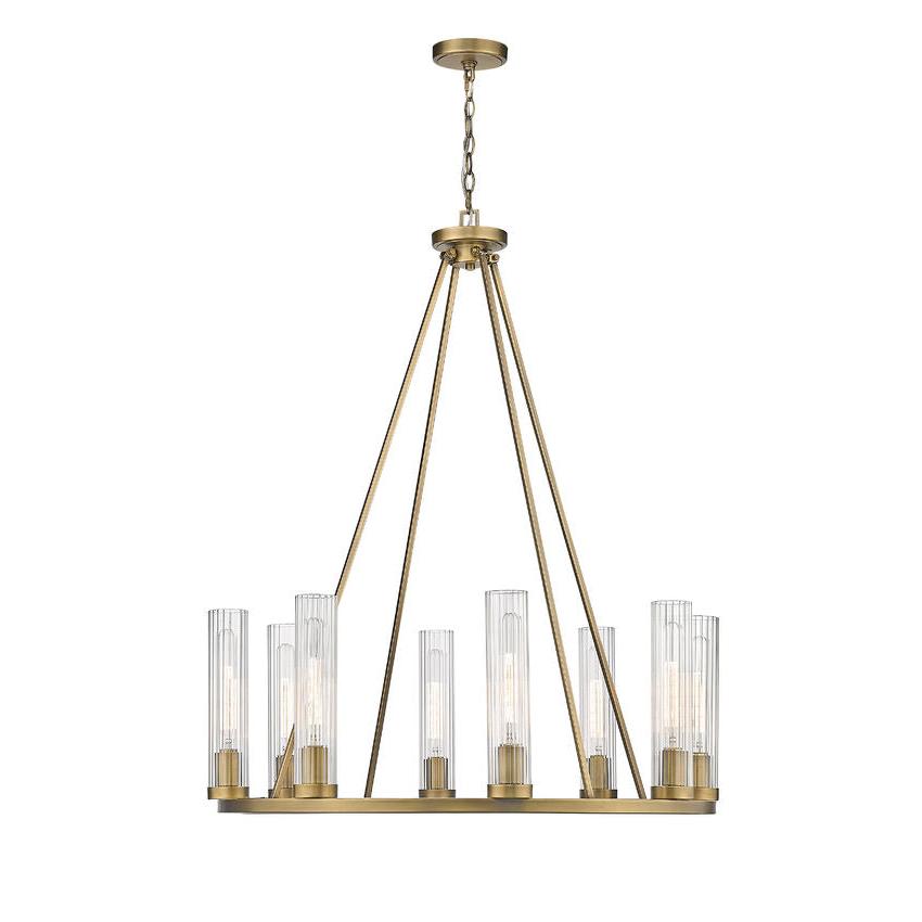 Z-Lite Beau 33" 8-Light Rubbed Brass Round Chandelier With Clear Glass Shade
