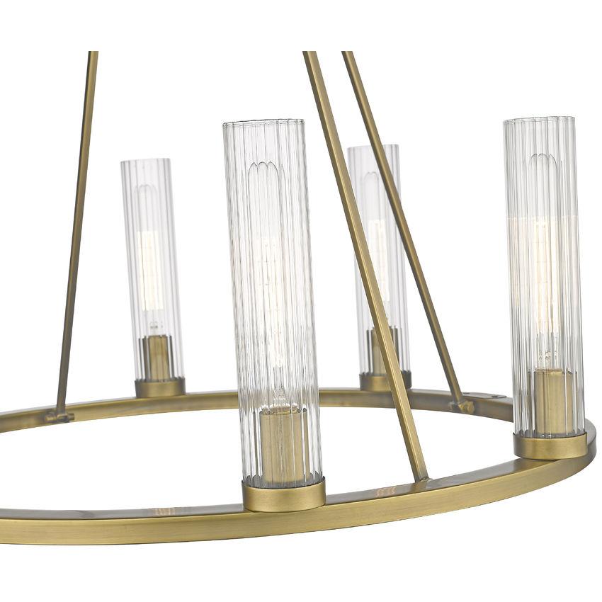 Z-Lite Beau 33" 8-Light Rubbed Brass Round Chandelier With Clear Glass Shade