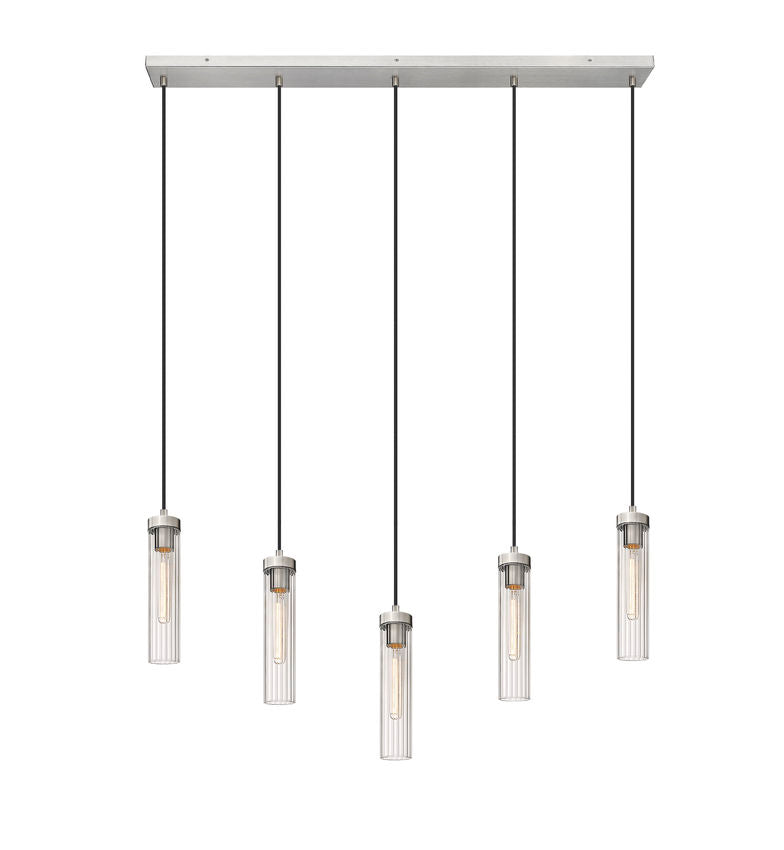 Z-Lite Beau 42" 5-Light Brushed Nickel Steel Clear Glass Shade Linear Chandelier