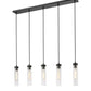 Z-Lite Beau 42" 5-Light Matte Black Steel Clear Glass Shade Linear Chandelier