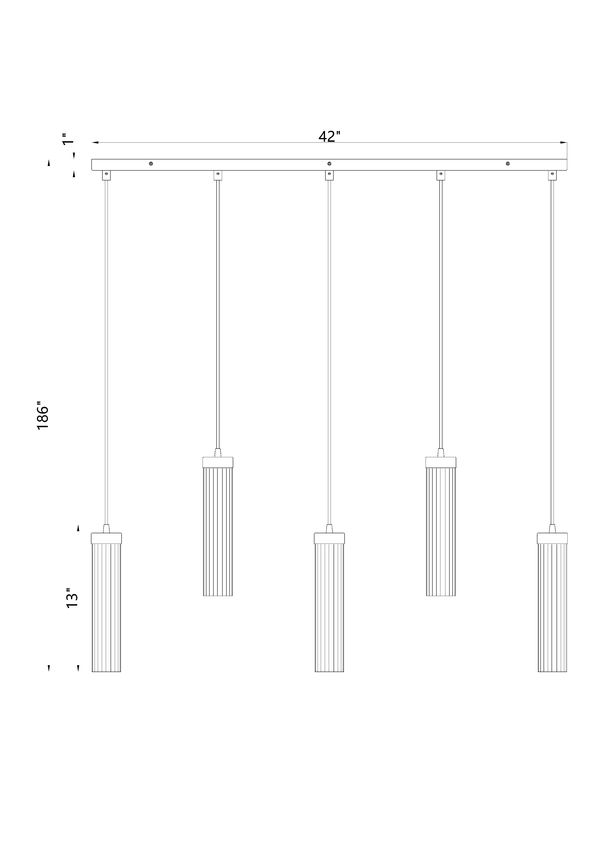 Z-Lite Beau 42" 5-Light Matte Black Steel Clear Glass Shade Linear Chandelier