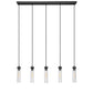 Z-Lite Beau 42" 5-Light Matte Black Steel Clear Glass Shade Linear Chandelier