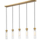 Z-Lite Beau 42" 5-Light Rubbed Brass Steel Clear Glass Shade Linear Chandelier