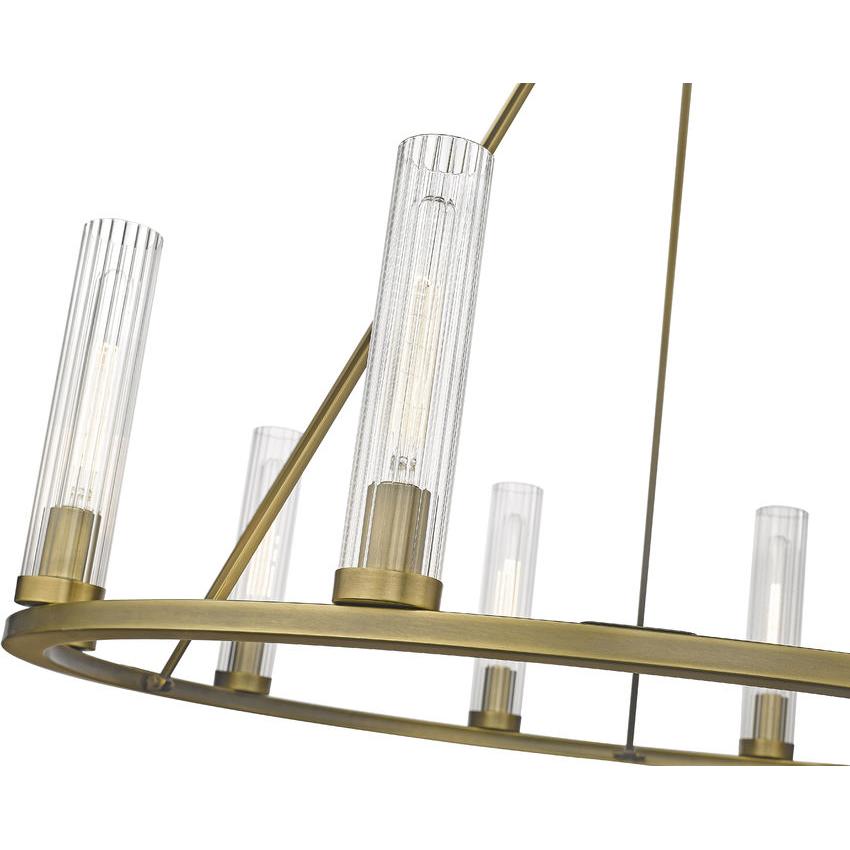 Z-Lite Beau 46" 10-Light Rubbed Brass Round Chandelier With Clear Glass Shade
