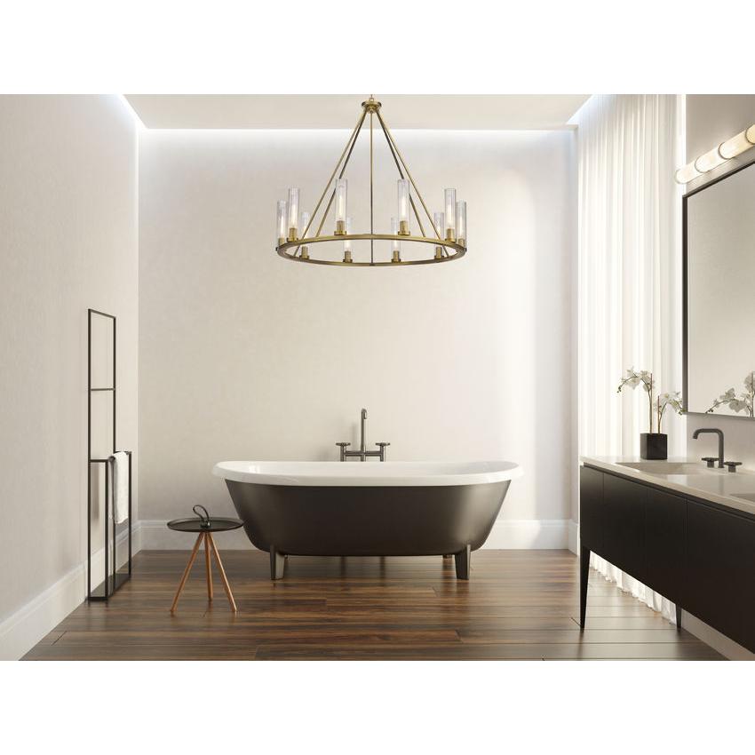 Z-Lite Beau 46" 10-Light Rubbed Brass Round Chandelier With Clear Glass Shade
