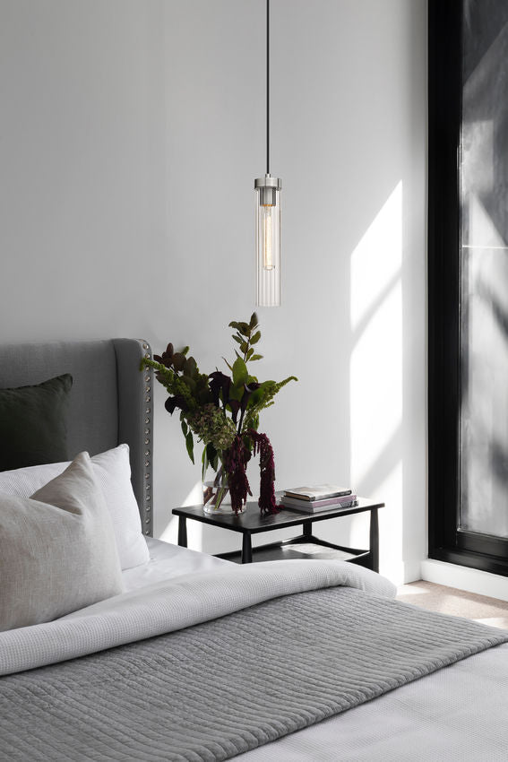 Z-Lite Beau 5" 1-Light Brushed Nickel Pendant Light With Clear Glass Shade