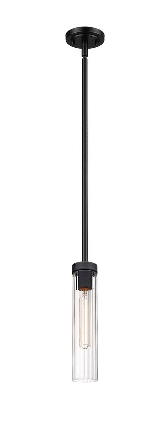 Z-Lite Beau 5" 1-Light Matte Black Clear Glass Shade Pendant Light