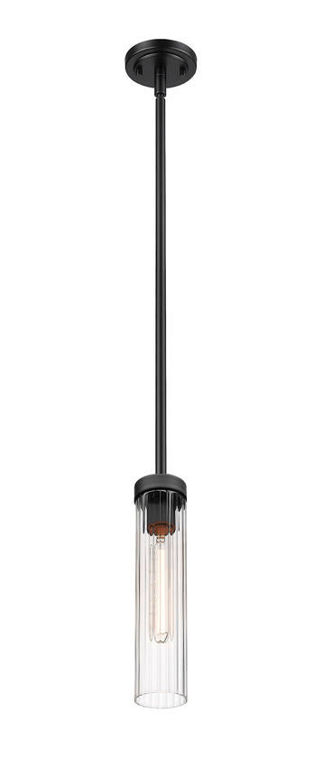 Z-Lite Beau 5" 1-Light Matte Black Clear Glass Shade Pendant Light