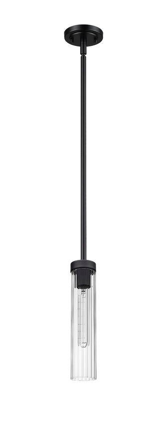 Z-Lite Beau 5" 1-Light Matte Black Clear Glass Shade Pendant Light