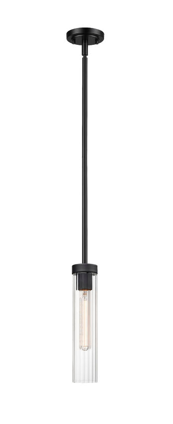 Z-Lite Beau 5" 1-Light Matte Black Clear Glass Shade Pendant Light