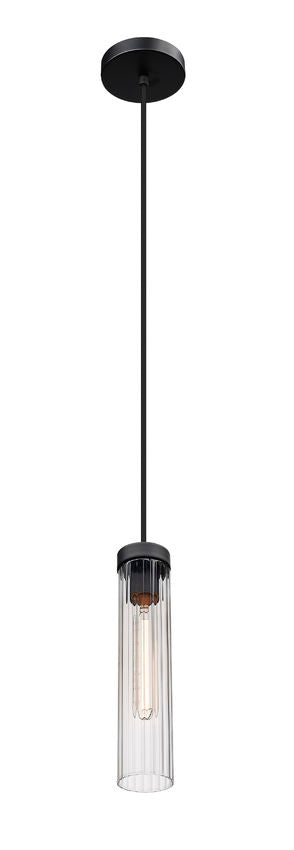 Z-Lite Beau 5" 1-Light Matte Black Pendant Light With Clear Glass Shade