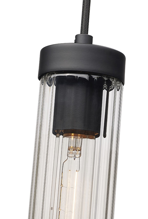 Z-Lite Beau 5" 1-Light Matte Black Pendant Light With Clear Glass Shade