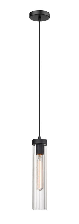 Z-Lite Beau 5" 1-Light Matte Black Pendant Light With Clear Glass Shade