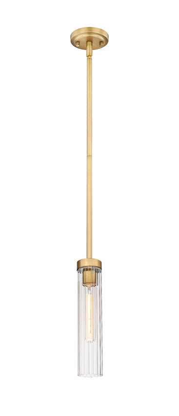 Z-Lite Beau 5" 1-Light Rubbed Brass Clear Glass Shade Pendant Light