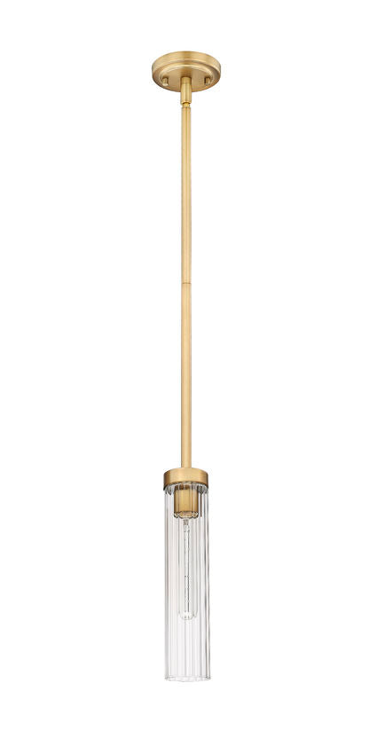 Z-Lite Beau 5" 1-Light Rubbed Brass Clear Glass Shade Pendant Light